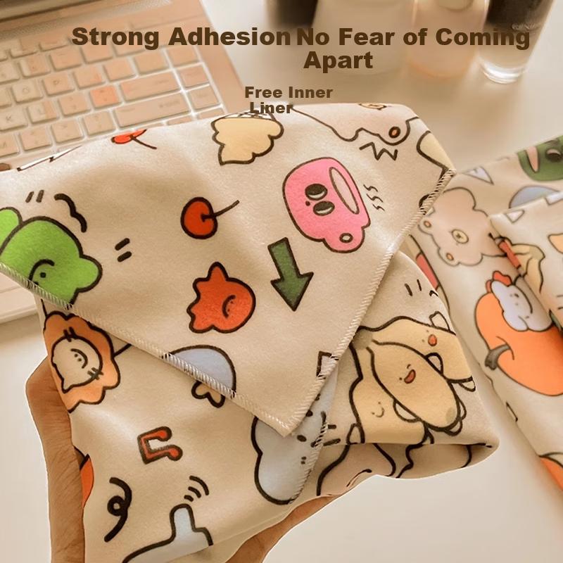 Xinqin Cosmetic Bag Magic Adhesive Cloth Large Capacity Skincare Storage Bag Camera Lens Protective Pouch Cat Cloth