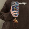Шнурок с принтом леопарда для телефона Apple 17promax, чехол mate80, высококачественный, нишевый, 16, всесторонний, противоударный.