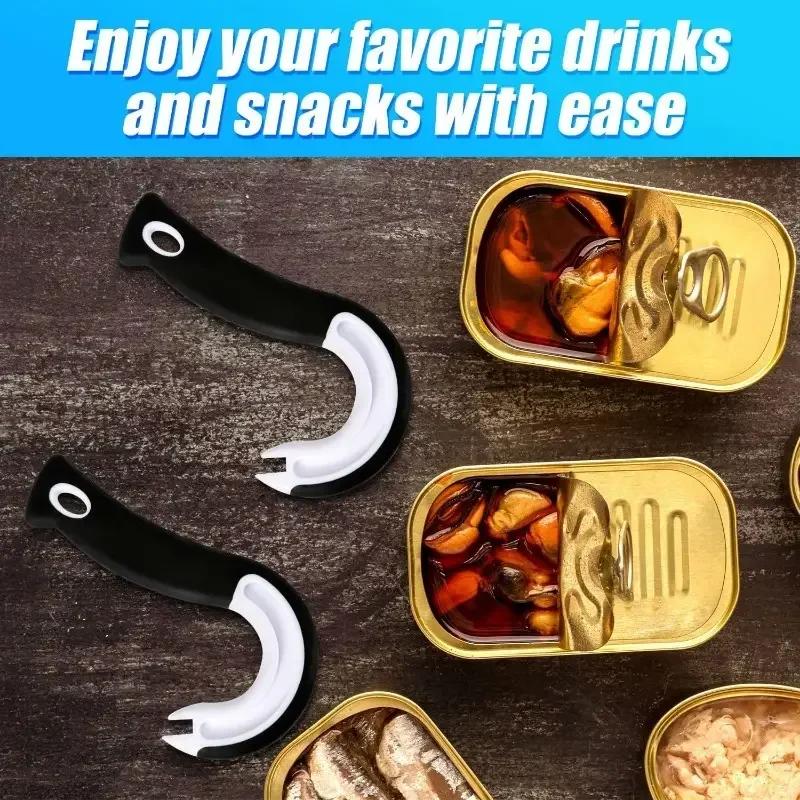 Портативный J-образный удобный для захвата консервный нож кухонный нескользящий открывалка для банок инструменты для открывания крышек кольцо для открывания консервных банок многофункциональный