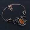 Carved Baltic Amber Gemstone Handmade Pure Copper Wire Wrap Jewelry Necklace For LOve