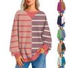 Женский повседневный полосатый пуловер, рубашка с длинным рукавом, толстовка большого размера