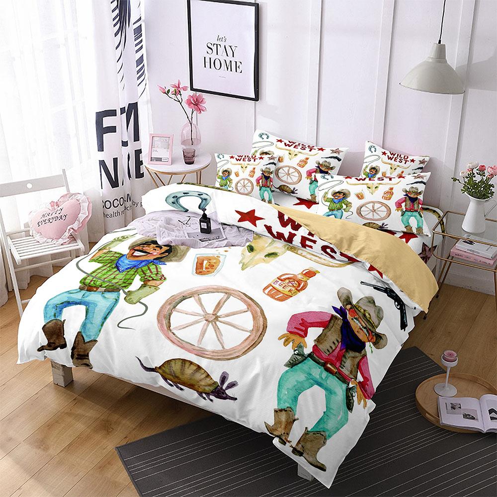 Комплект пододеяльника с лошадьми, Полуторный размер, Постельное белье для детей, подростков, Западный ковбойский, Полиэстеровый чехол для одеяла, Покрывало с наволочкой
