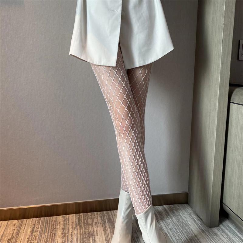 Gothic Tights Women Leggings Lolita Hollowed Out Mesh Stockings Japanese Bottomed Lace Pantyhose Floral Rattan Black Stocking
