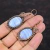 Серьги из голубого кружевного агата, серьги с медной проволокой, ювелирные изделия из драгоценных камней и меди, серьги ручной работы в этническом стиле, ювелирные изделия с проволочной оберткой, подарок для невесты