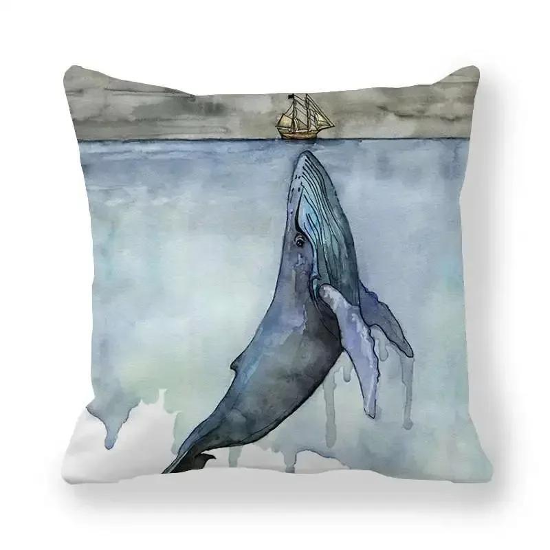 Наволочка из серии акварельных китов для дома, спальни, гостиной, дивана, x наволочка из персиковой кожи