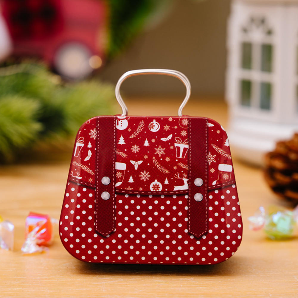 Christmas Decoration 2025 Metal Box Handbag Shape Tin Jar Jewelry Storage Case Kids Gift Can Storage Boxes 2026 Xms Party Decors