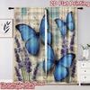 2D flat printing 2pcs Curtain Drapes Butterflies and Lavender Digital Printed Polyester Drapes Seasonal Party & Holiday Decor