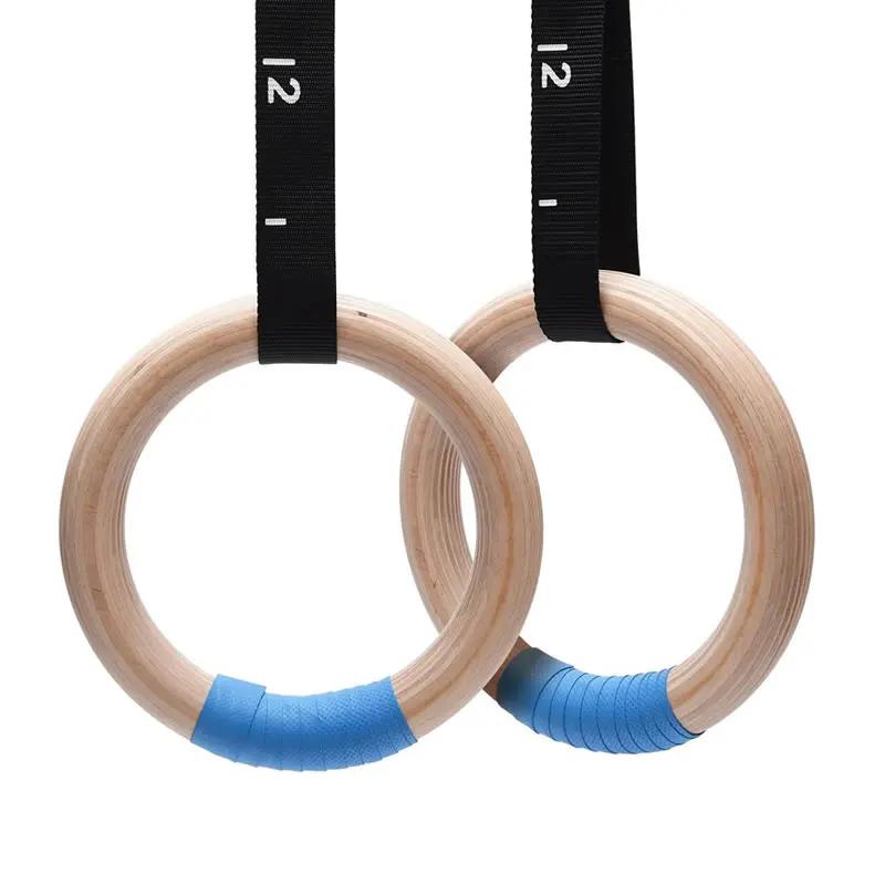 1 пара деревянных гимнастических колец с регулируемыми ремнями GYM Ring, разработанных для детей и взрослых, для домашнего фитнеса, подтягиваний, силовых тренировок, стильный внешний вид