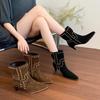 New Large-sized Pointed-toe Rivet Women's for Casual Shoes and Versatile Single Boots