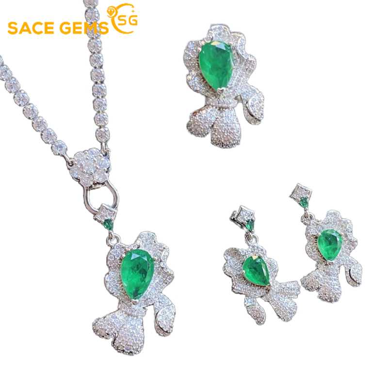 Sace Gems Классические кольца из медного сплава с цирконием, серьги, кулон, ожерелье, комплекты ювелирных изделий, подарки для свадебной вечеринки