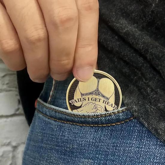 Монета для взрослых Love Challenge, сексуальная монета «Орел и решка», двусторонняя монета для взрослых, монета «Орел, я получаю решку, а решка, я получаю голову», жетон на удачу, розыгрыш, подарок для мужчин и женщин