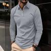 Мужская рубашка, модный однотонный мужской топ с длинными рукавами, дизайн с лацканами, мягкий дышащий пуловер из смеси хлопка для повседневной носки