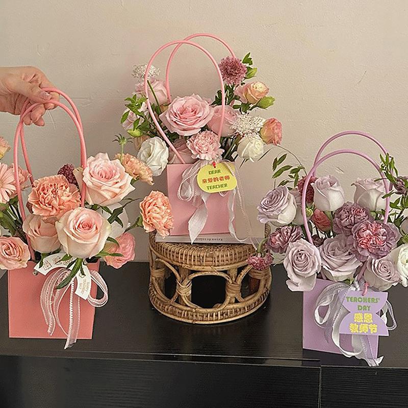 Портативная коробка для упаковки цветов, свадебное украшение, подарочный пакет, сумочка, День святого Валентина, украшение для вечеринки по случаю дня рождения, упаковка для букета своими руками