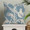 Двусторонняя синяя наволочка для декоративной подушки в стиле Toile De Jouy с изображением птиц, винтажный цветочный ботанический принт, декоративная наволочка для домашнего декора