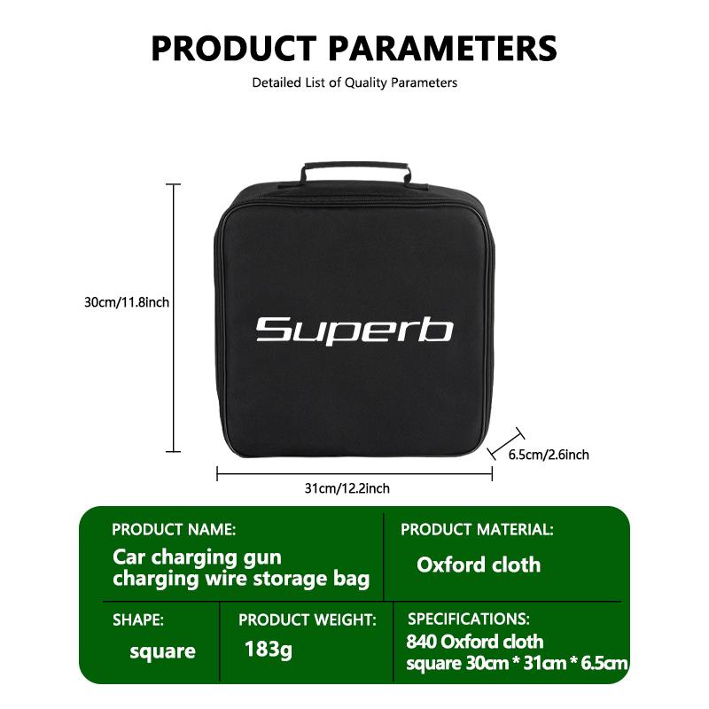 AAABR1 Car Charging Cable Rechargeable Gun Storage Bag For Skoda Octavia A5 A7 RS Fabia Superb Rapid Karoq