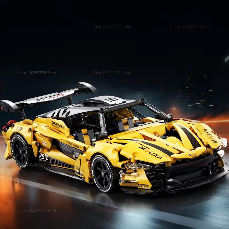 2025 Новый DIY 1200 шт. Набор строительных блоков спортивного автомобиля RS12 1:Набор для сборки модели гоночного автомобиля масштаба 14 для детей, взрослых, игрушка-гоночный автомобиль, подарки