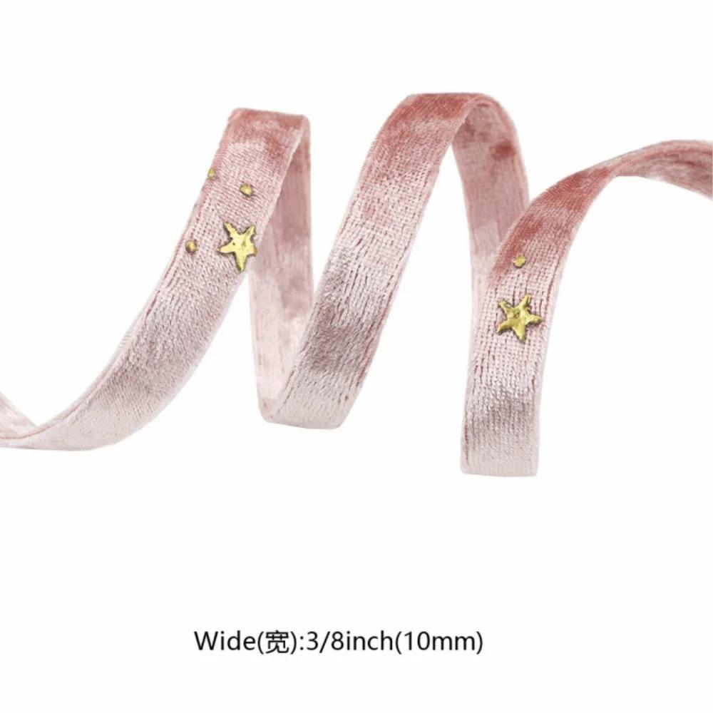 Горячее тиснение Подарочная упаковка Мягкая текстура Ленты для рукоделия Двусторонние бархатные ленты Элегантный свадебный декор для проектов своими руками