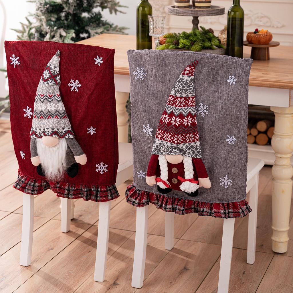 Christmas Chair Back Covers Gnome Chair Covers Xmas Dining Chair Covers For Home Kitchen Dining Room Decor