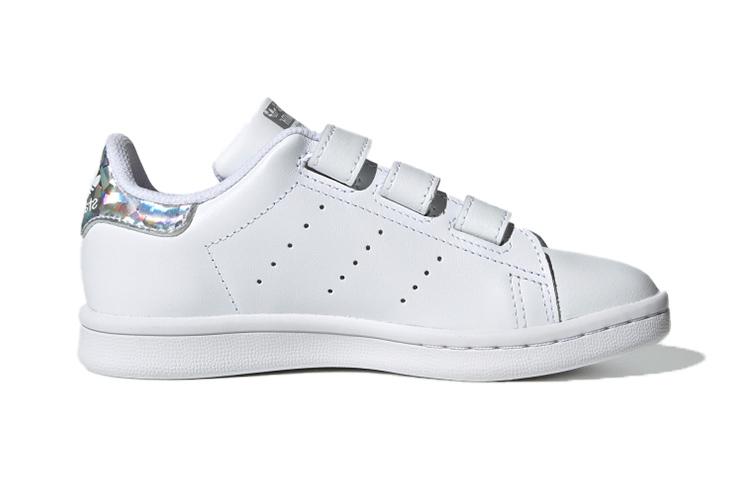 adidas Оригинальные Stan Smith Низкие Детские Кроссовки для Скейтбординга Белые Серебристые Дети Возраст 3 7 Лет EE8484