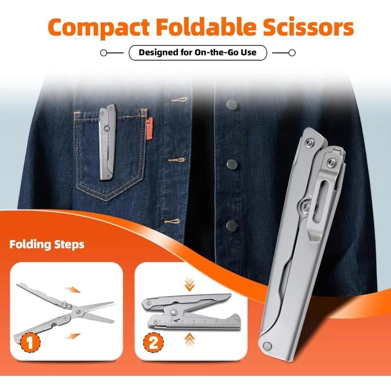 Portable Foldable Stainless Steel Multi-Functional Outdoor Scissors - Compact Camping Hunting Fishing Tool, Durable Versatile