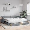 VidaXL Daybed with Trundle and Drawers Light Grey 90x190 Cm Fabric 3197680