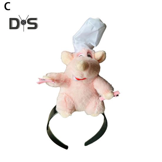 Повязка на голову Cooking Mouse King с 2 зажимами, легкая плюшевая повязка для волос с мышкой, нескользящая петля для волос с плюшевой игрушкой, аксессуары для волос для женщин и девочек, головные уборы