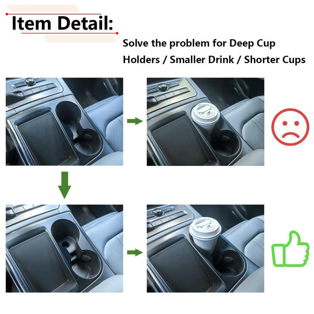 Rubber Cup Holder Mat for Center Console Armrest - Fits Deep, Small Beverage Cups