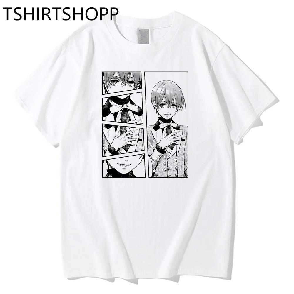 Аниме «Черный дворецкий», женская футболка в стиле Харадзюку, хлопковая футболка с короткими рукавами и принтом, уличная одежда с рисунком Гробовщика, футболки унисекс