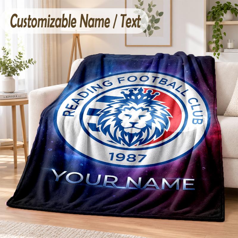 Custom Text Flannel Blanket Reading FC Print Warm Cozy Blanket Home Sofa Bedding