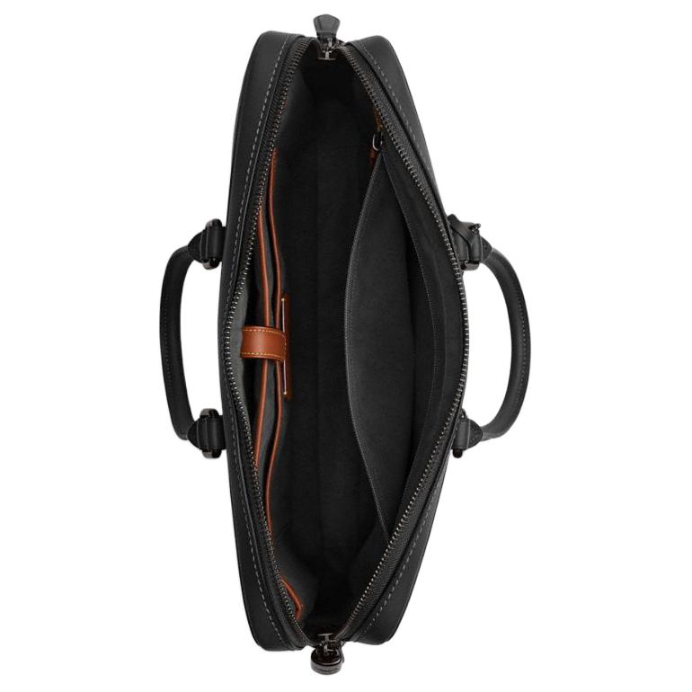 Coach Metropolitan 40 Detachable Shoulder Strap Zipper Closure Glove Tanned Leather Laptop Bag Large Men bags Black CY795-BLK