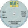 7-дюймовая пластинка SUNSHINE (33) - Слишком сильно влюблен / Привет, сердечные боли STAT76 State Records 1978 UK Поп Б/У