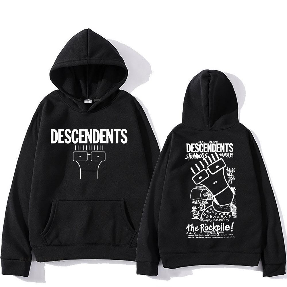 Descendents Худи с мультяшным принтом Харадзюку Повседневный Винтажный Свитшот Графическая печать Флисовая одежда Moletom Готика
