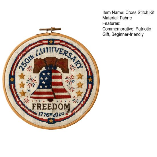 Liberty Bell Cross Stitch US 250th Anniversary Cross Stitch Kit Patriotic Cross Stitch DIY Kit Fabric Threads Needle