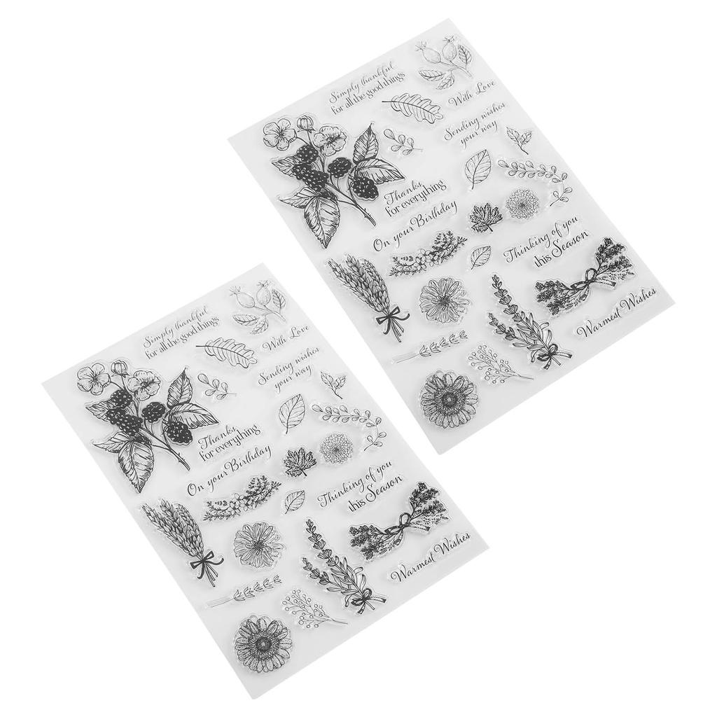 2 шт. прозрачный штамп с изображением растений, безопасный многоразовый материал, широкое применение, прозрачный штамп для открытки Boo