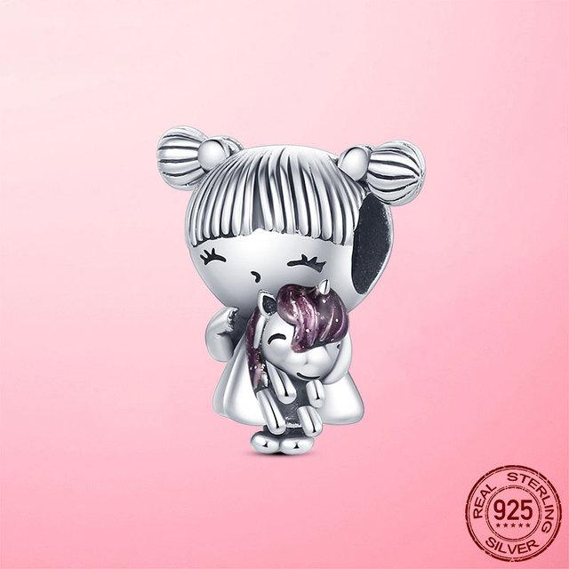 Подвески для путешествий, стерлингового серебра 925 пробы, маленькая девочка, воздушный шар, самолет, камера, висячие подвески, бусины, подходят для оригинального женского браслета, ювелирные изделия