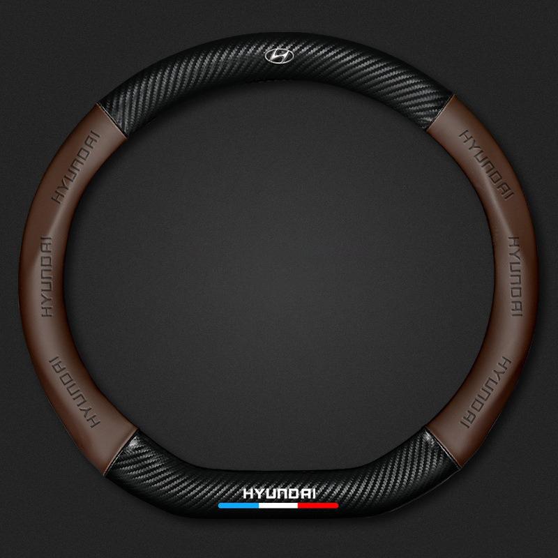 Universal Car Steering Wheel Cover Carbon Fiber Leather Auto Interior For Hyundai Tucson Accent Elantra Santa fe Sonata I10 I20 lk1