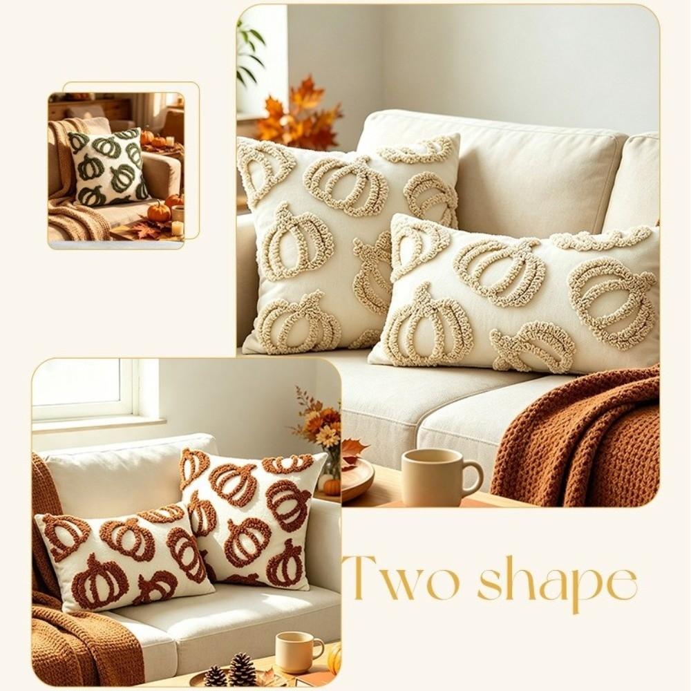 Chenille Pillow Protectors Embroidered Pumpkin Fall Pillow Covers Throw Pillow Covers Autumn Decor