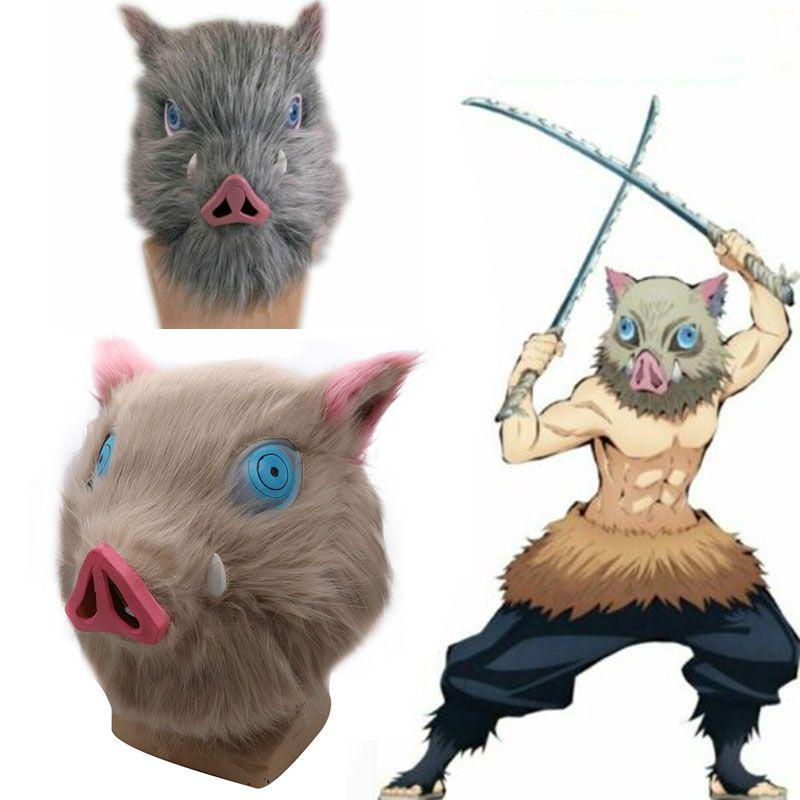 Authentic Anime Demon Slayer Kimetsu No Yaiba Hashibira Inosuke Pig Cosplay Mask Ideal For Costume Parties