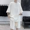 Модный летний спортивный комплект для подростков мальчиков - Шорты и футболка с коротким рукавом, вафельная вязка