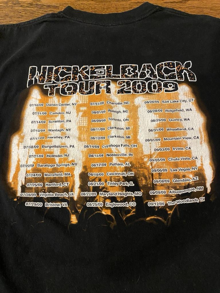 100% cotton TOPS UNISEX TEES MENS WOMENS Vintage Nickelback T-Shirt 2009 Tour Double-Sided Band Tee