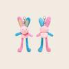 Cute Color Cartoon Blocked Rabbit Plush Toy Pendant With Stretchable Ears