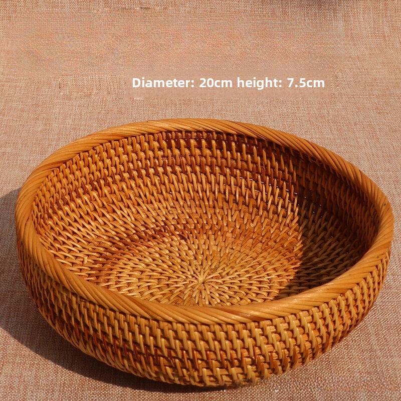 1pc/3pcs Rattan Fruit Basket Circular Woven Decorative Serving Basket Steamed Bun Basket Home Desktop Storage Box