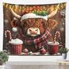 Рождественский гобелен Дед Мороз Снежинка Новогодний фон Настенное украшение Камин Носки Подарки Подвесная ткань