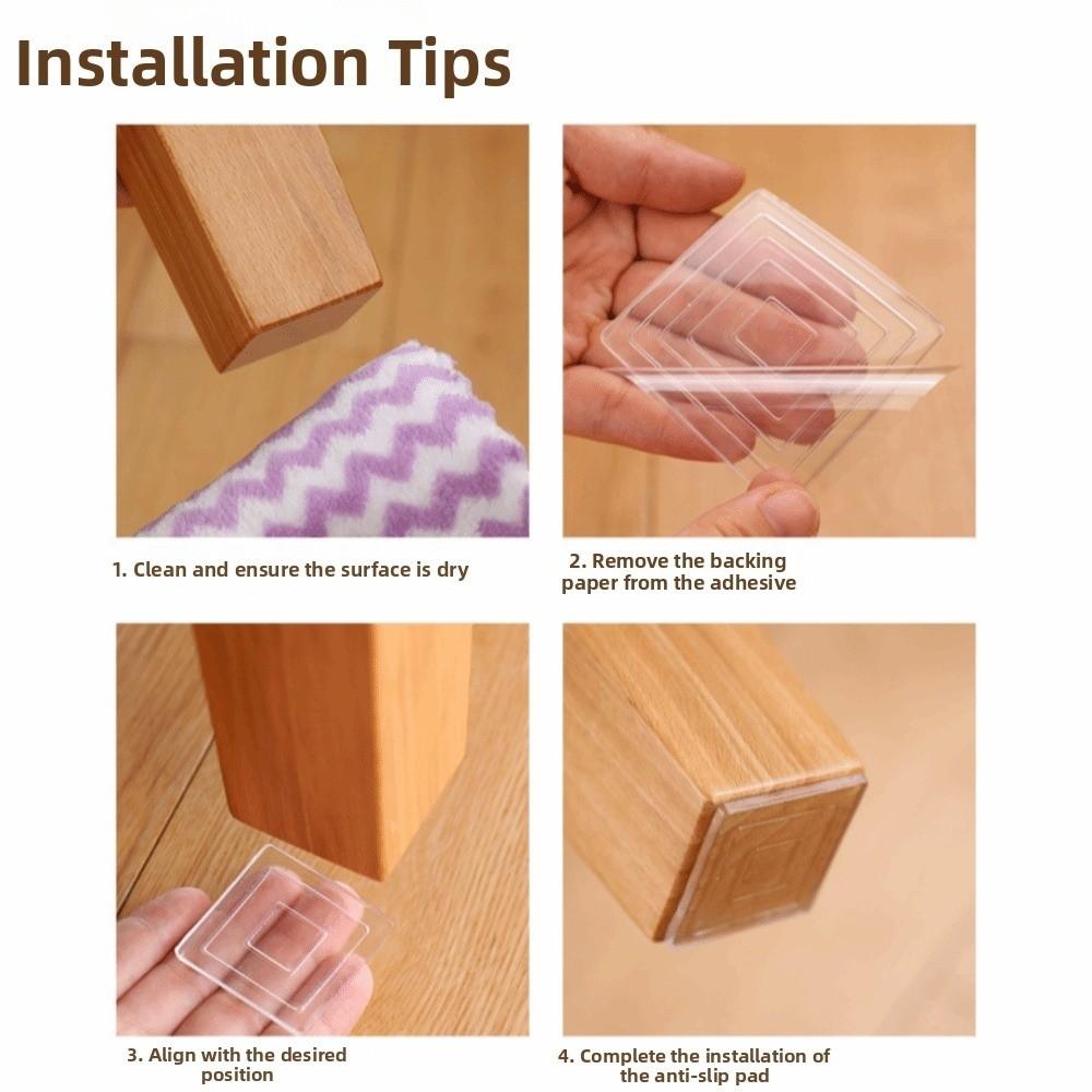 4Pcs Self Adhesive Silent Table Foot Mat Transparent Sofa Chair Foot Fixed Pads Sofa Corner