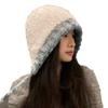 Foldable Long Band Plush Hat Plush Fisherman Cap High quality Bucket Hat  Women