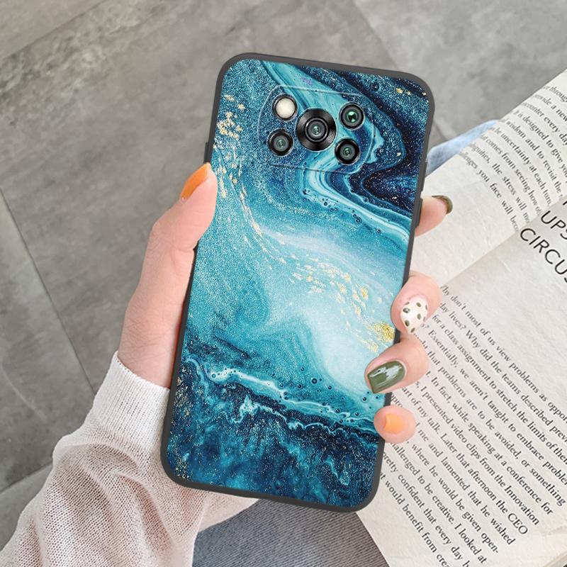 Чехол Poco X3 Pro Pocox3 NFC Роскошный Блестящий Золотая Фольга Океанский Мрамор Силиконовый Мягкий Чехол для Телефона для Xiaomi Poco X3 X5 X6 Pro