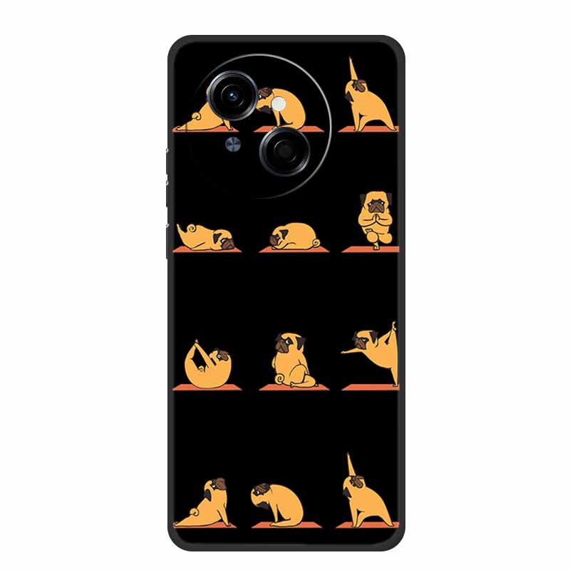 Чехол For Tecno Spark 40C Чехол Spark40C Мультяшный Кот Черный ТПУ Силикон Мягкий Чехол для Телефона Для Tecno Spark 40C 40 C Задняя Крышка Чехол