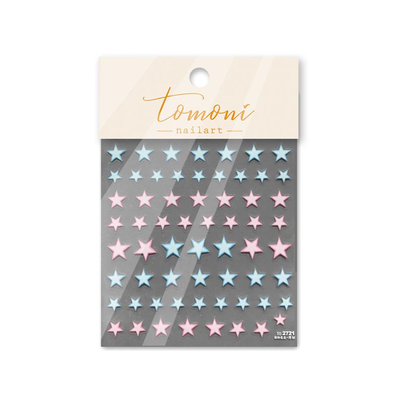 1pcs 5D Relief Kawaii Colorful Star Nail Art Stickers Multi Macaron Mangxing Nail Decorations Self Adhesive Decals Accessories