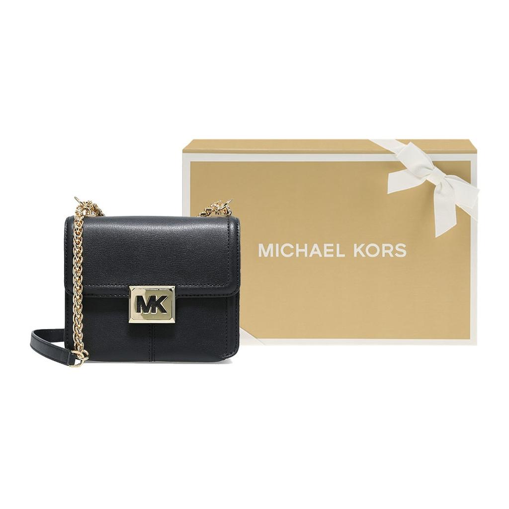 Michael Kors MK Sonia Small Chain Leather Solid Color Flap Large Logo Leather Shoulder Crossbody Bag Women bags Black 35F1G6SS5L-001