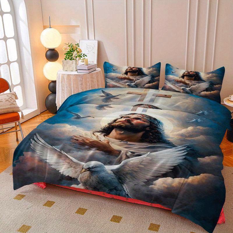 2/3 шт. Безмятежные голуби Христа Святой Дух мир любовь вера Комплект пододеяльника с принтом комплект пододеяльника